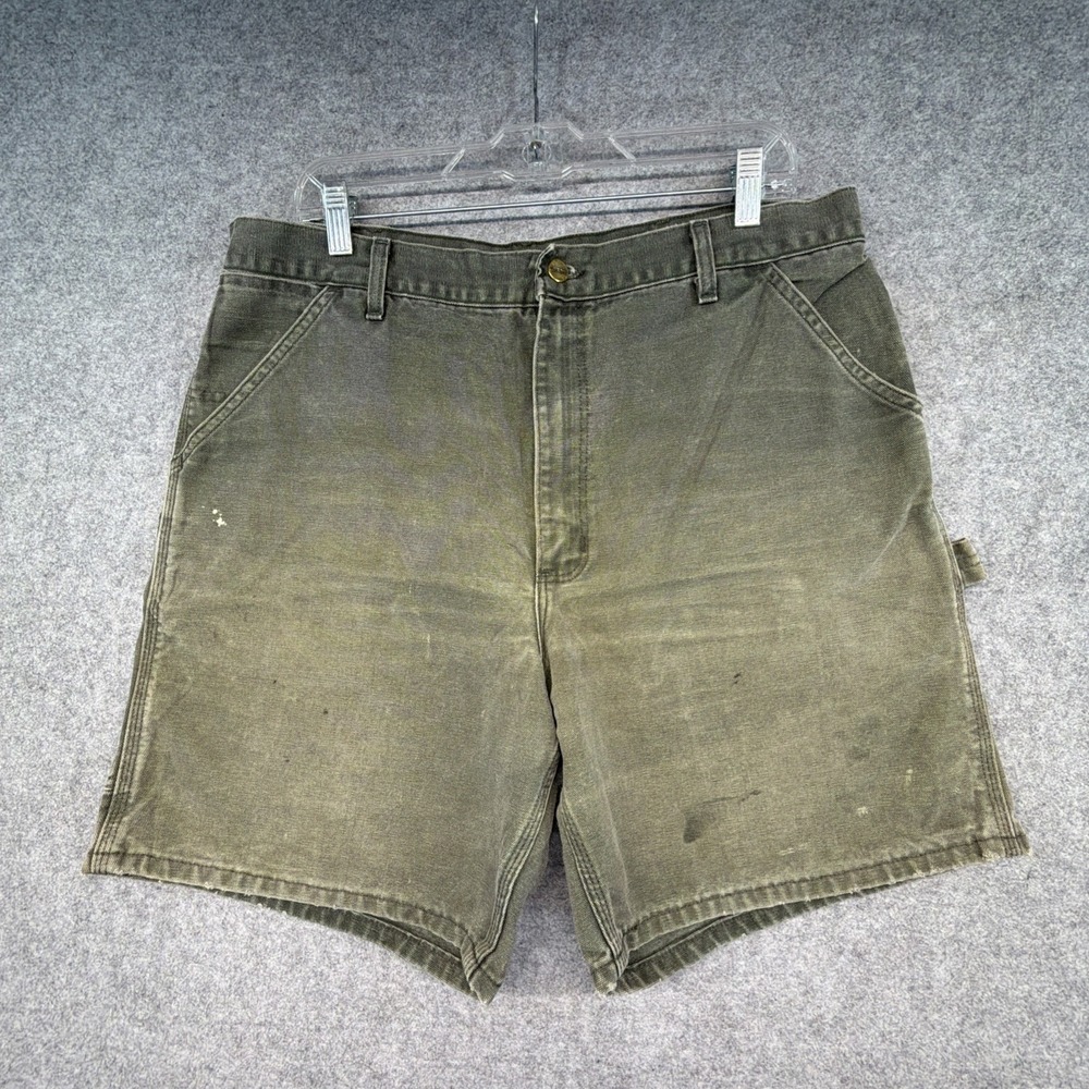 Vintage Carhartt B25 MOS Carpenter Utility Shorts Duck Canvas Size 34 Distressed